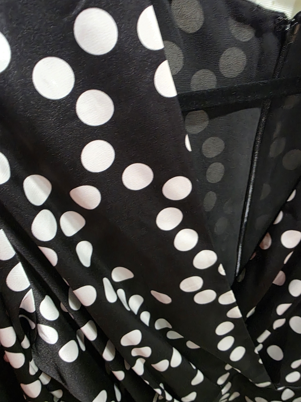 White House Black Market Black and White Polka Dot Wrap Midi Dress - Picture 9 of 10